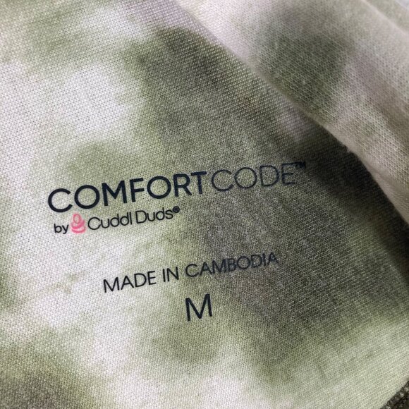 Womens Comfort Code Cuddl Duds Open Cardigan Tie Dye Green White M Thumb Holes - Picture 8 of 10